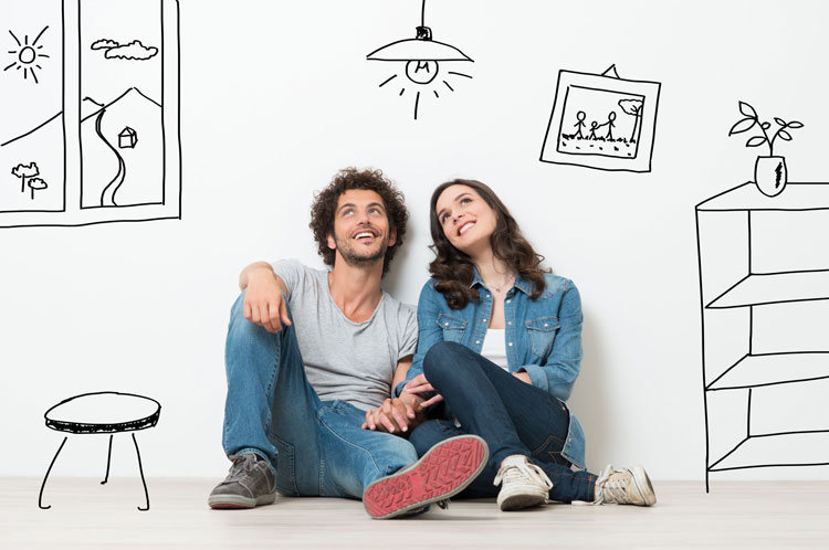 Image of couple thinking about buying a new home