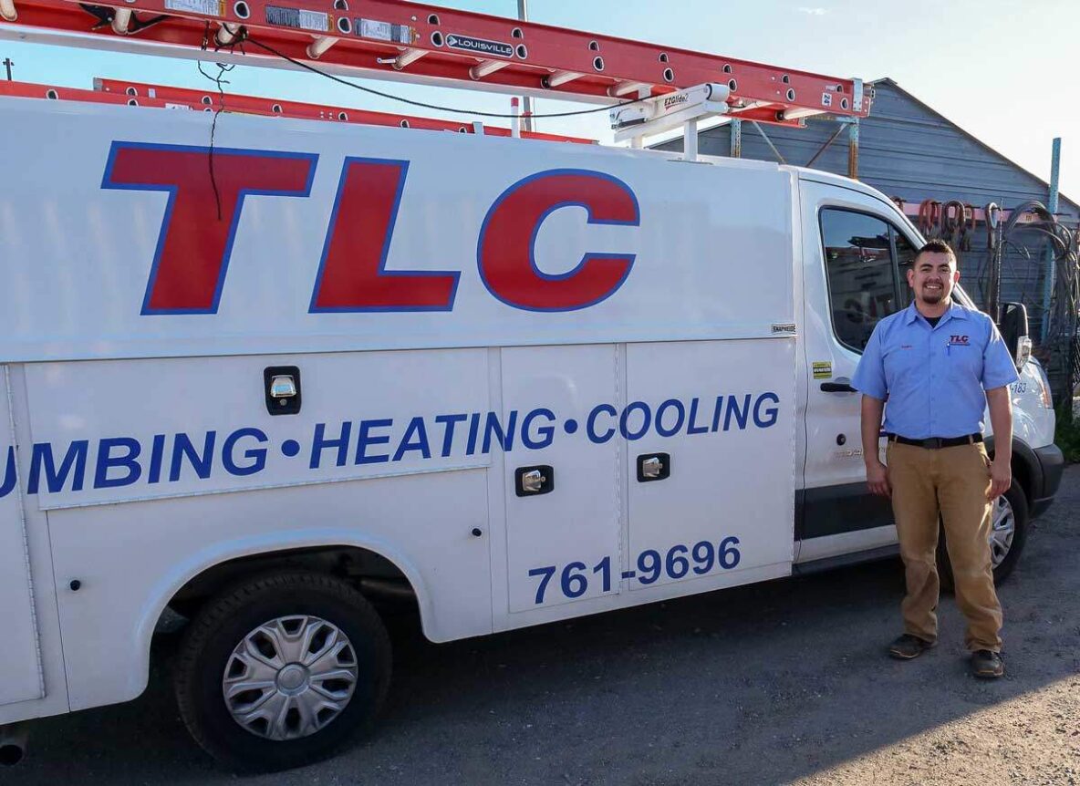 Image of Keanu in front of a TLC truck providing winterizing tips